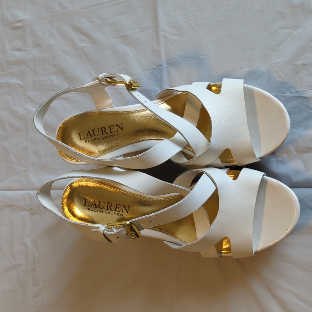 Ralph Lauren White Wedge Sandals